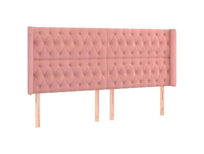 Makastle Kopfteil mit Ohren Rosa Samt 183x16x118 cm Höhenverstellbar