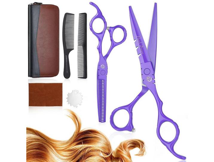 Friseurscheren Set 5,5 Zoll Lila 2-teiliges Set, Metall, 4.5x2.5x15.5 cm, Freizeit & Co, Wellness & Gesundheit, Körperpflege