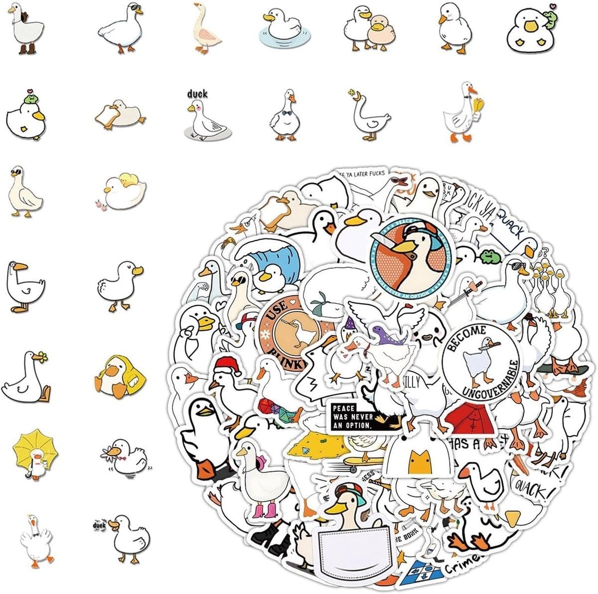 Schattige cartoon eend stickers voor kinderen - Dieren decoratie stickers voor notitieboeken en creatief gebruik