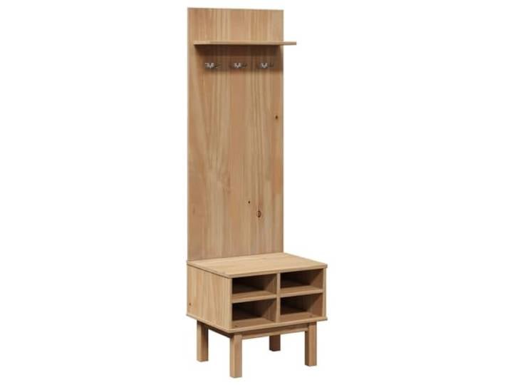 Flurschrank OTTA 50x40x160 cm Kiefer Massivholz Massives Kiefernholz, 1 Einlegeboden, 3 Haken, 4 Fächer, Holzfüße, leichte Reinigung