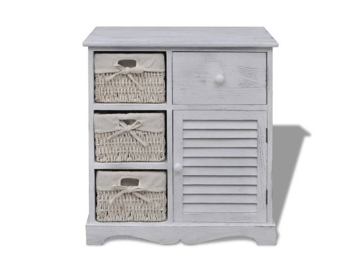 vidaXL Commode avec 3 paniers Blanc