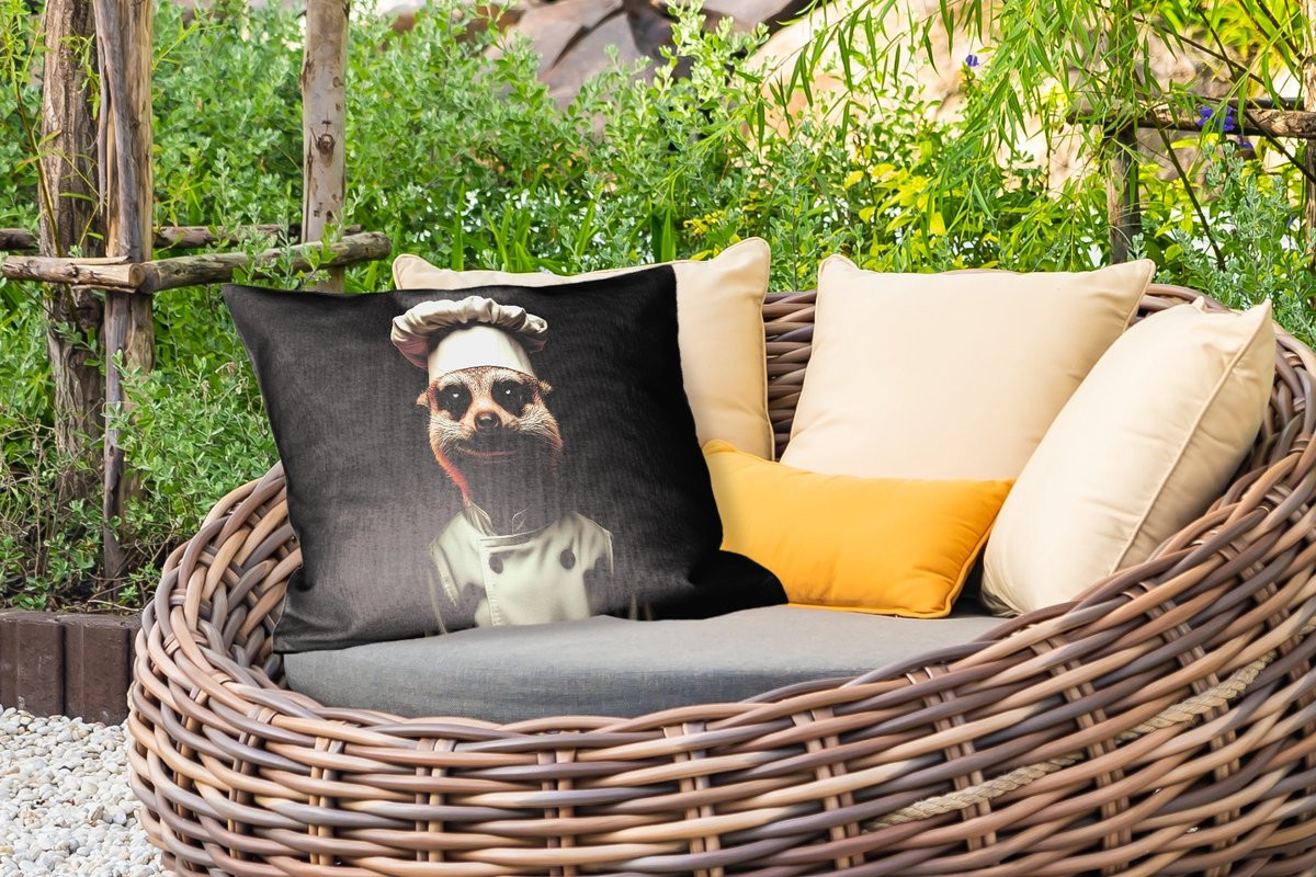 PillowMonkey Buitenkussen met Stokstaartje Design - 50 x 30 cm