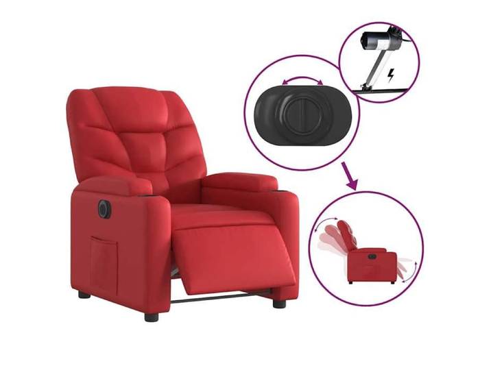 Elégant Siège relax/Chaise de salon Rouge - Fauteuil inclinable électrique Rouge Similicuir PRO1207630764874