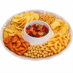 JO Servierplatte Ø 35,5 cm runde Snack- & Dipplatte Melamin braun weiß Antipasti