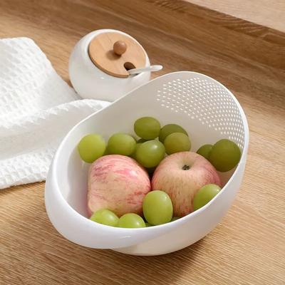 Smart Shopping Spot Silicone Colander With Handle Multi Purpose Rice & Fruit Washing Drain Basket For Kitchen Organization white