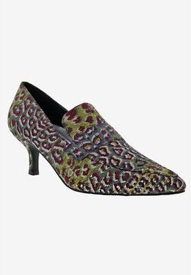 Wide Width Women's Brim Pump by Bellini in Wine Multi Leopard (Size 10 W)