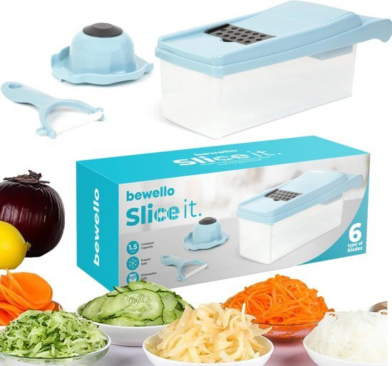 HomeShopXL Multifunctionele 6-in-1 groentesnijder en keukenrasp met opvangbak en schiller [BW1003]