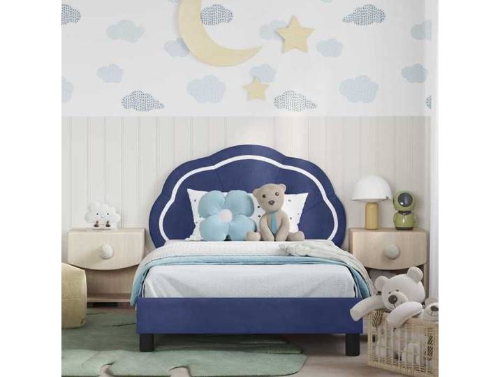 Magnifique Cadre de lit - Tête de lit - SARAZYJ - Meuble de chambre - 1 Personnes - pour enfants avec tête de lit Bleu police - 6031