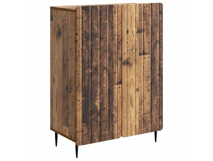 Sideboard Altholz 66 x 34,5 x 92 cm Holzwerkstoff Schwarze metallene Beine, Regale aus Holzwerkstoff, Innenbereich, leicht mit feuchtem Tuch abwischen