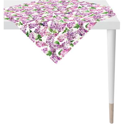 Mitteldecke APELT "6820 SPRINGTIME, Frühjahrsdeko, Frühling", bunt (flieder, weiß, grün), B:88cm L:88cm, Baumwolle, Polyester, Tischdecken, Mitteldecke, mit Blütenmotiv, Digitaldruck, Flieder All-Over