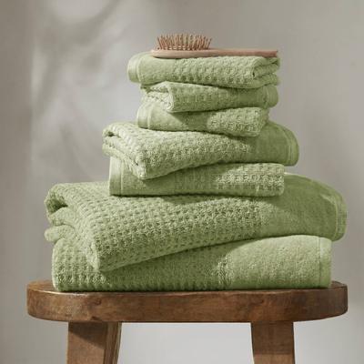 Madison Park Spa Waffle Cotton Waffle Jacquard Antimicrobial Bath Towel 6 Piece Set