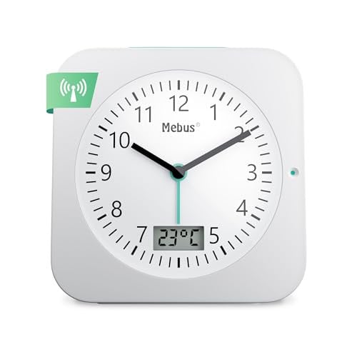 Mebus Draadloze Wekker met Temperatuurweergave en Datum, Wit, Model 25610