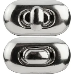 buttinette Drehverschluss für Taschen, Größe: 35 x 20 mm, silber, 2 Stück