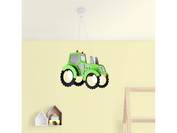Kinderkamer hanglamp Traktor, dimbaar, groen, Kinderkamer, Hout, hanglamp
