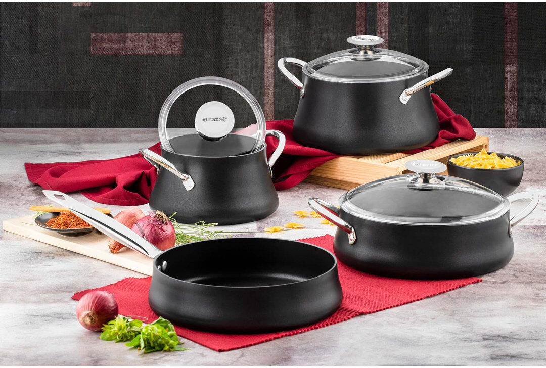Canora Grey Aubrelle 7 - Piece Non-Stick Cookware Set Black 7