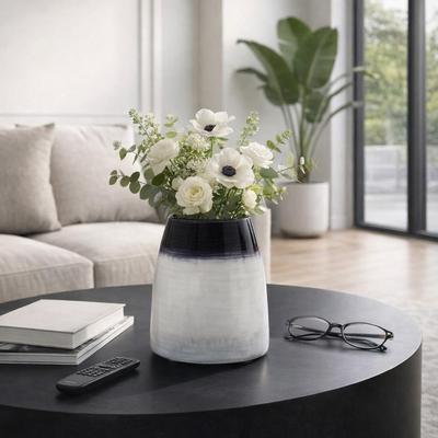 Sagebrook Home Decorative Vase - Blue/White Glass Modern Ombre, 8 in.