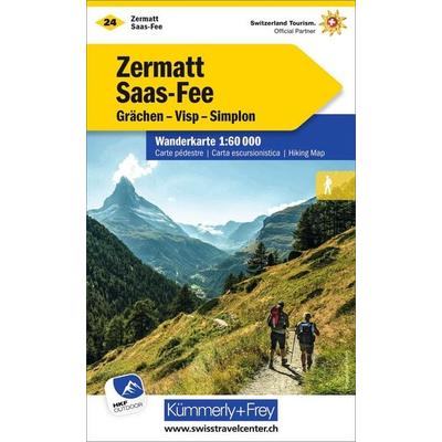 Kümmerly+Frey Wanderkarte 24 Zermatt, Saas-Fee 1:60.000, Sonstige von , Kümmerly+Frey, 978-3-259-02224-5
