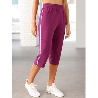 Caprihose, Damen, Gr. 40, Normalgrößen, lila (malve), 100% Baumwolle, unifarben, kurz, Hosen Caprihose