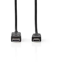Nedis Displayport-Kabel - DisplayPort Stecker - HDMI Stecker - 4K@30Hz - Vernickelt - 2.00 m - Rund - PVC - Schwarz - Label