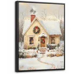 LEINWAND Bilder mit Rahmen - Weihnachten - Zuhause - Winter - Schnee - 30x40