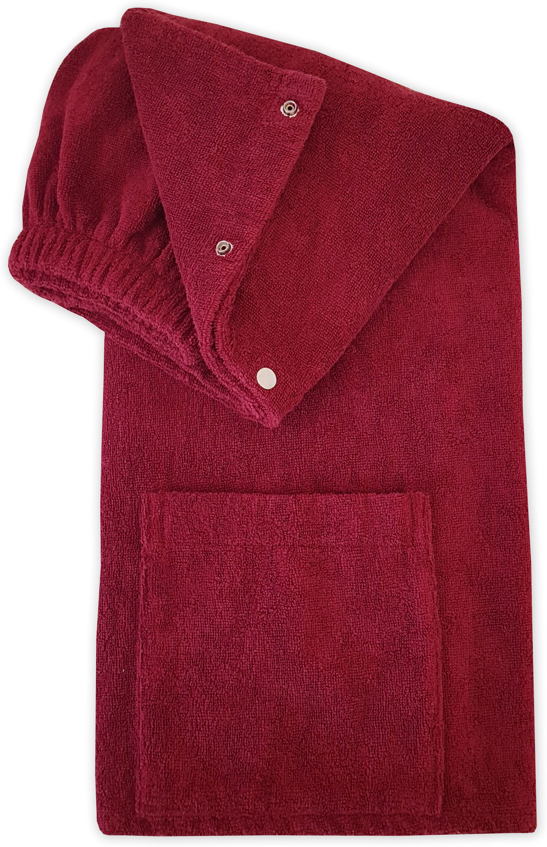 Sarong FRAMSOHN FROTTIER "Saunakilt Herren", rot (bordeaux), L:60cm, Frottier, Hausmäntel, Sarong, hergestellt in Österreich, Dehnbund & Druckknöpfe variabel verstellbar