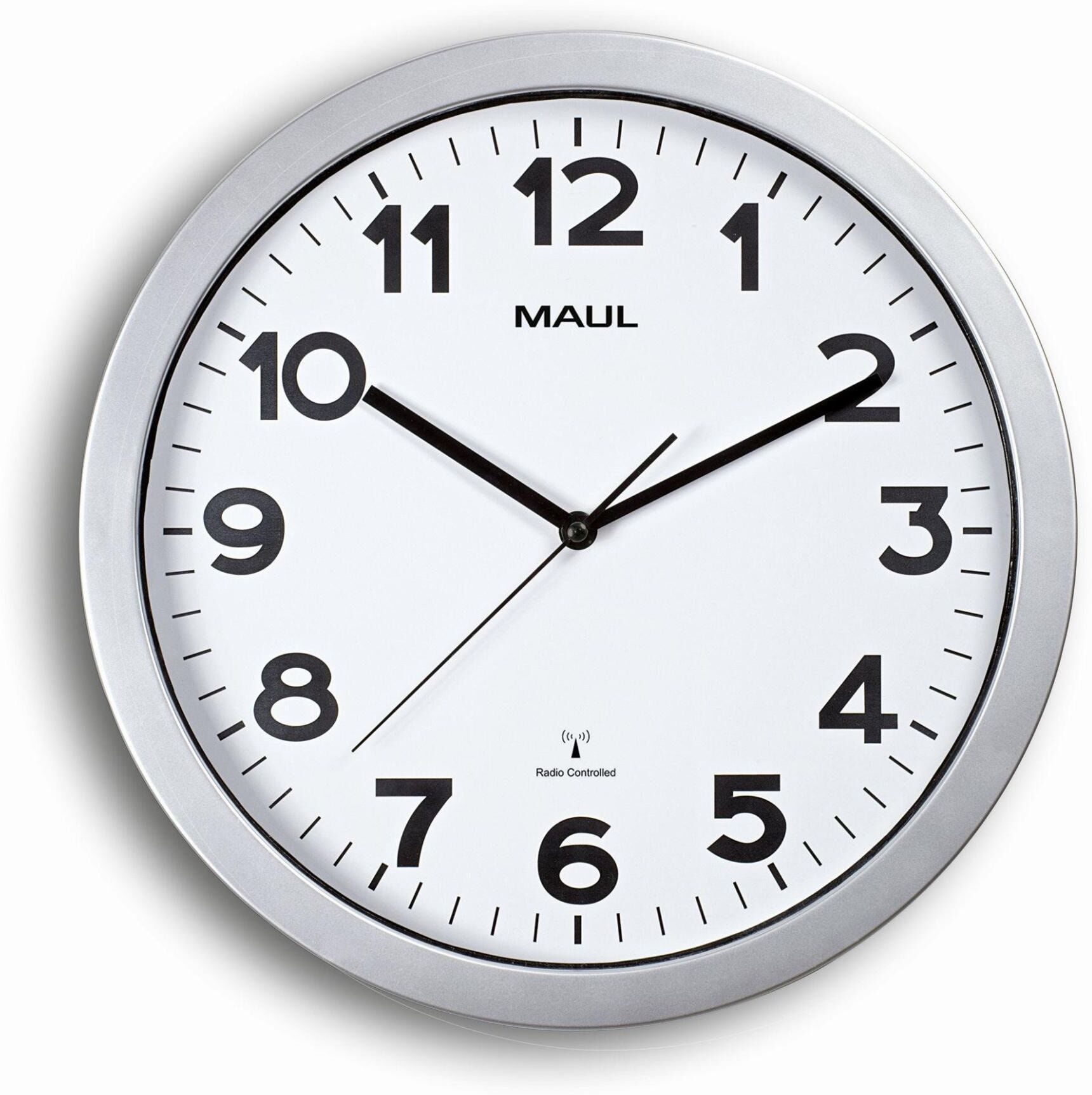 Wanduhr MAUL "Wanduhr MAULstep 35RC", silber (silberfarben), Wanduhren, Ø 35cm, Wanduhr silberfarben Ø 35cm