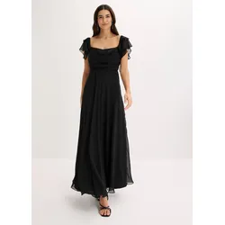 bonprix Abendkleid aus feinem Chiffon mit Drapierung, schwarz, Gr.46, Bezauberndes Maxikleid aus feinem Chiffon mit Drapierung