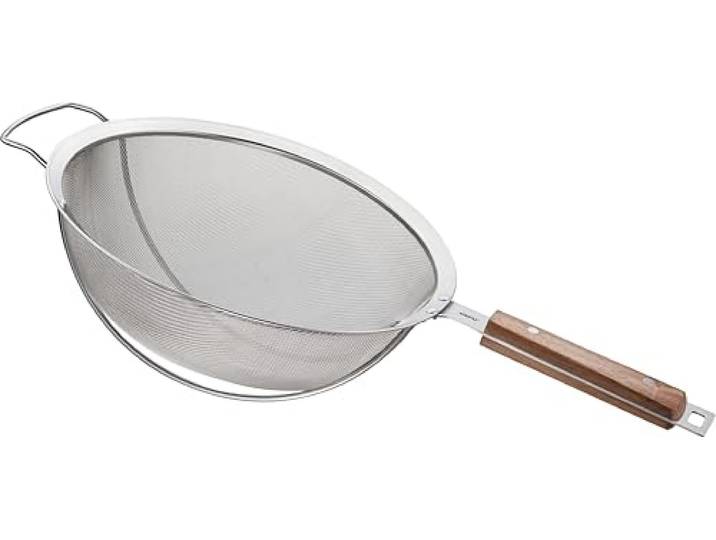 GEFU Sieb PASSO Ø 24 cm - Edelstahl Küchensieb mit Walnussholzgriff