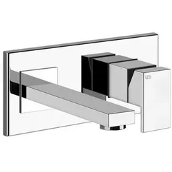 Gessi, Duscharmatur + Badewannenarmatur, Rettangolo Fertigmontageset Einhebelmischer Waschtisch mit Auslauf, links, UP-Körper 44697,14