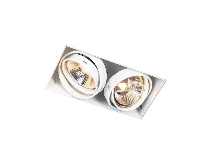 Spot encastré blanc GU10 AR111 sans bordure 2 lumières - Oneon
