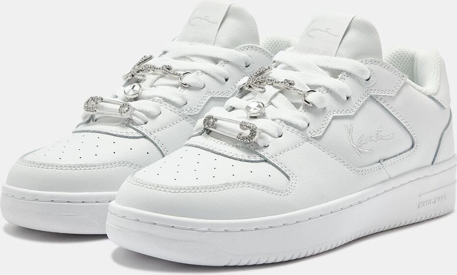 Sneaker KARL KANI "89 CLASSIC GLAM", Damen, Gr. 37,5, atmungsaktiv, weiß, silber, Leder, Schuhe Sneaker