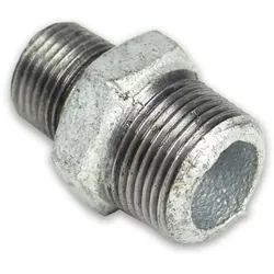 Temperguss Gewindefitting Reduzierdoppelnippel (AG - AG) (Ausführung: 1 1/2''AG - 1''AG)