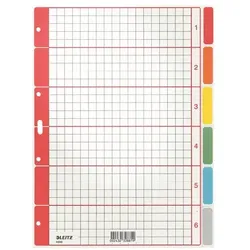 Leitz Kartonregister »4350« 6-teilig blanko A4 Raster-Deckblatt mehrfarbig, 22.5x30 cm