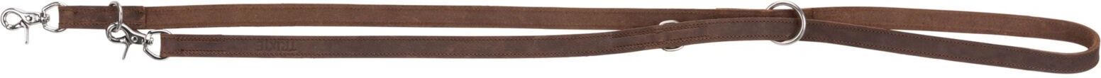TRIXIE Rustic Fettleder-V-Leine, XS–S: 2,00 m / 12 mm, dunkelbraun