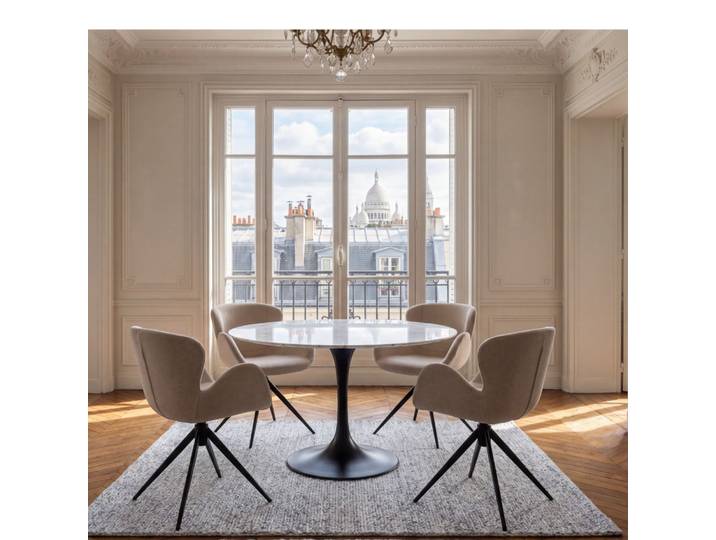 Chaise repas accoudoir tissu gris beige