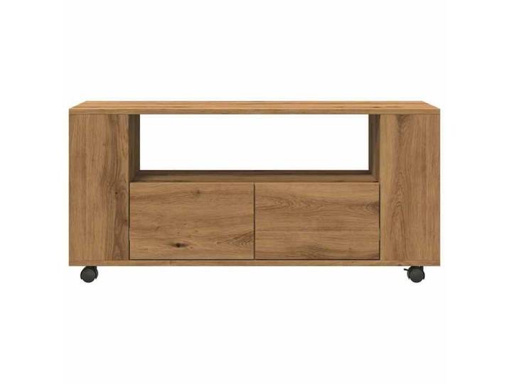 XINWO Meuble TV，Armoire TV Banc TV - avec roulettes chêne artisanal bois d'ingénierie @209