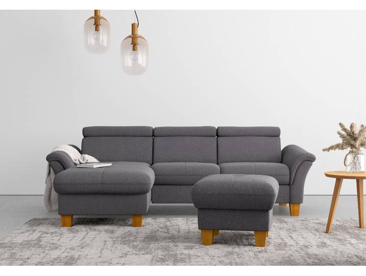 Ecksofa, Chenille, Braun (Espresso) 258×169 cm, Recamiere Links, Federkern, Modern, Home-affaire