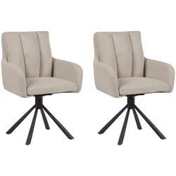 ESSZIMMERSTUHL 2er-Set drehbar Stoff Taupe Sardoal
