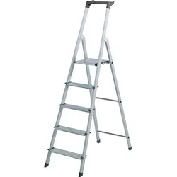 Stufenstehleiter Alu.4Stufen einseitig begehbar elox.Holme Arbeitshöhe ca.2800mm