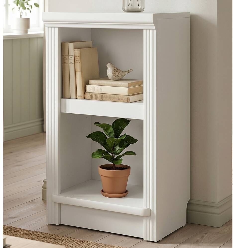 Pharao24.de Bücherregal Wohnzimmer Regal in Cremeweiß mit einem Einlegeboden