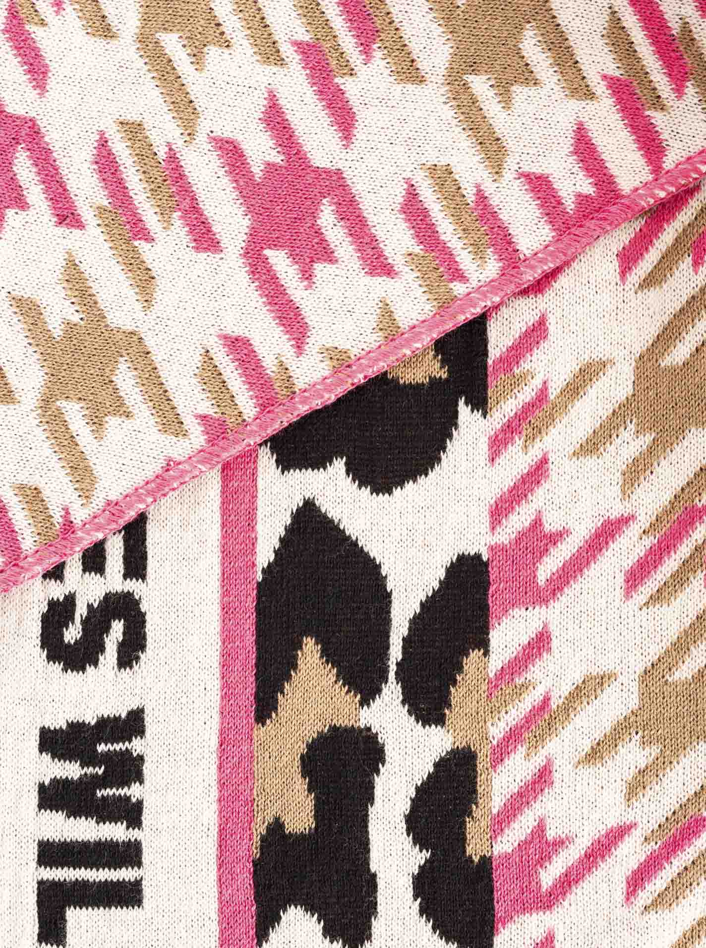 Dreieckstuch ZWILLINGSHERZ "Leo Hahnentritt", Damen, bunt (pink), Baumwollmischung, Modetücher Dreieckstuch, Mustermix, Leo und Hahnentritt, Schriftzug, Mode Tuch pink Einheitsgröße