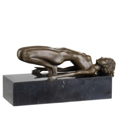 Moritz Elegante Bronze-Skulptur weiblicher Akt auf Marmorsockel – Kunstvolle Darstellung einer liegenden Frau, Ausdruck von Schönheit , 24,5 cm