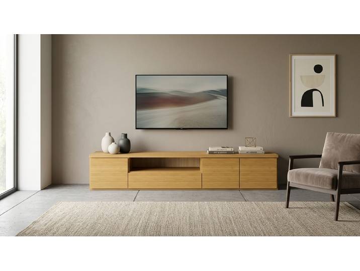 Buffet TV large Cerisier (européen) Naturel huilé