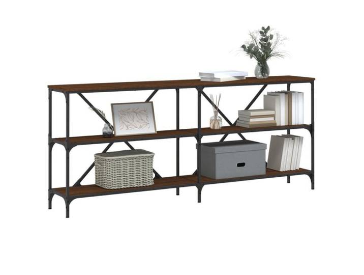 Console Meuble - Brun - Table d'Entrée - chêne marron 180x30x75 bois d'ingénierie et fer 180x30x75 cm T8871