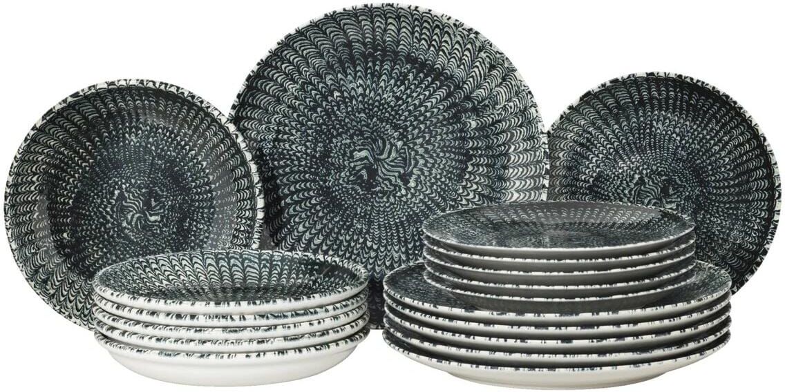 Kombiservice THOMAS PORZELLAN "Sandora Darkblue Set 18-tlg.", dunkelblau, 18, Porzellan, Geschirr-Sets, Kombiservice dunkelblau 18