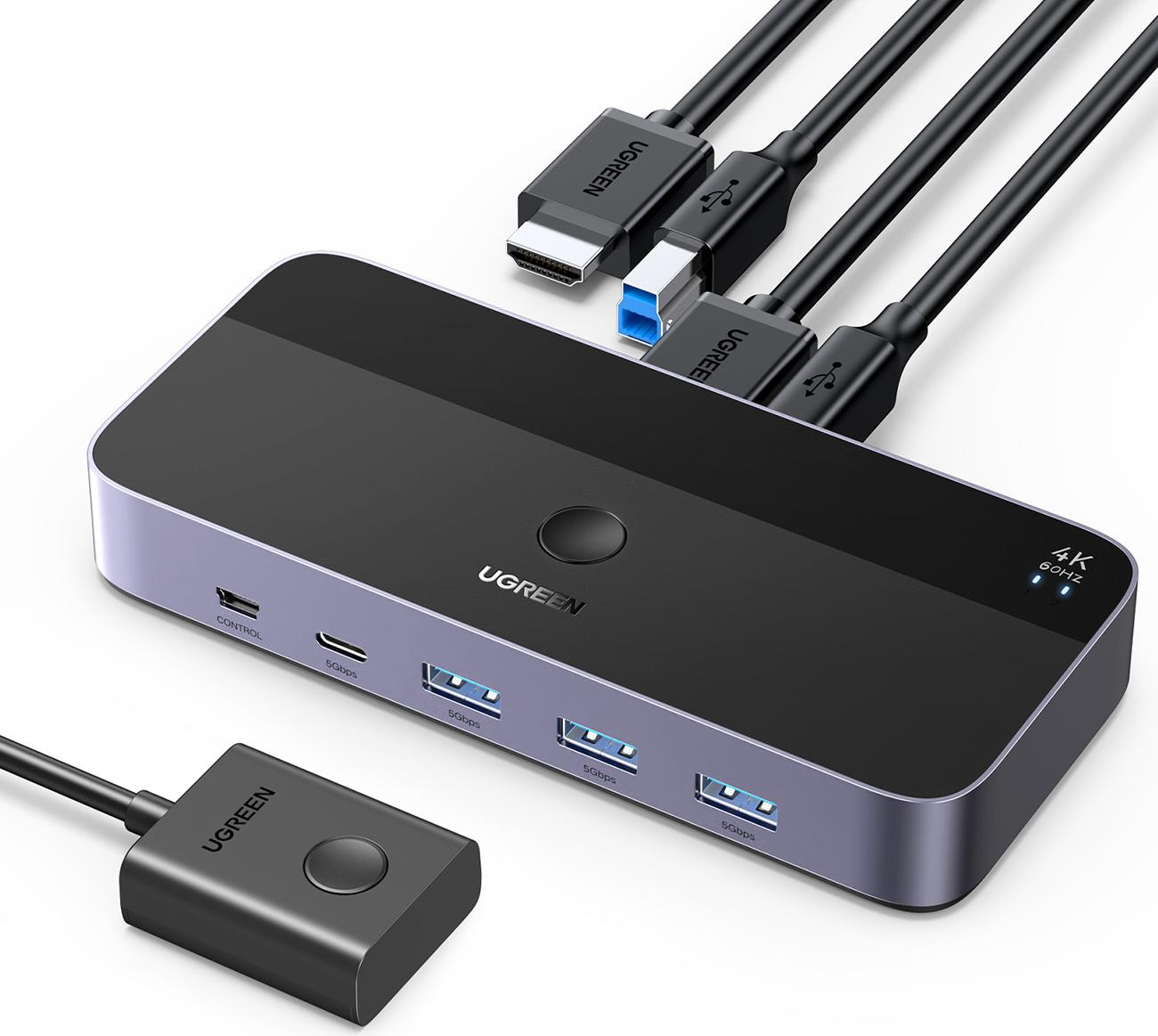 Ugreen CM664 HDMI-schakelaar 2-poorts - Zwart