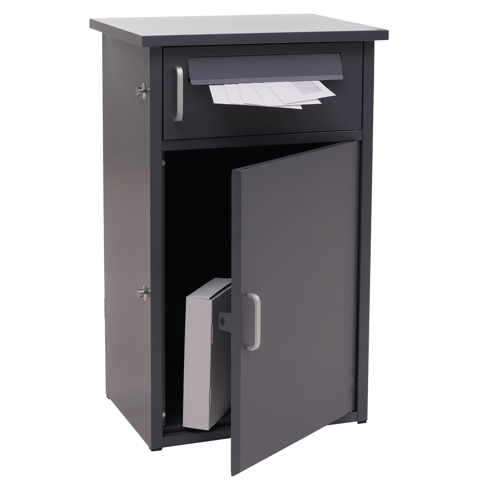 Paketkasten MCW-O51, Paketbox Paketfach Paketstation Briefkasten 2 Fächer, Stahl 78x49x38cm ~ dunkelgrau