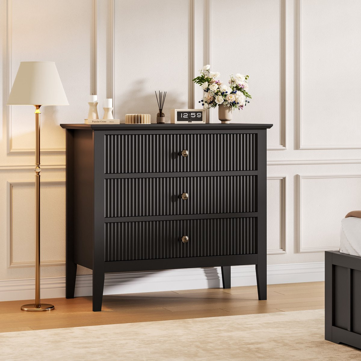 Triumpunpre Moderne Commode met 3 Lades en Metalen Poten - Zwart
