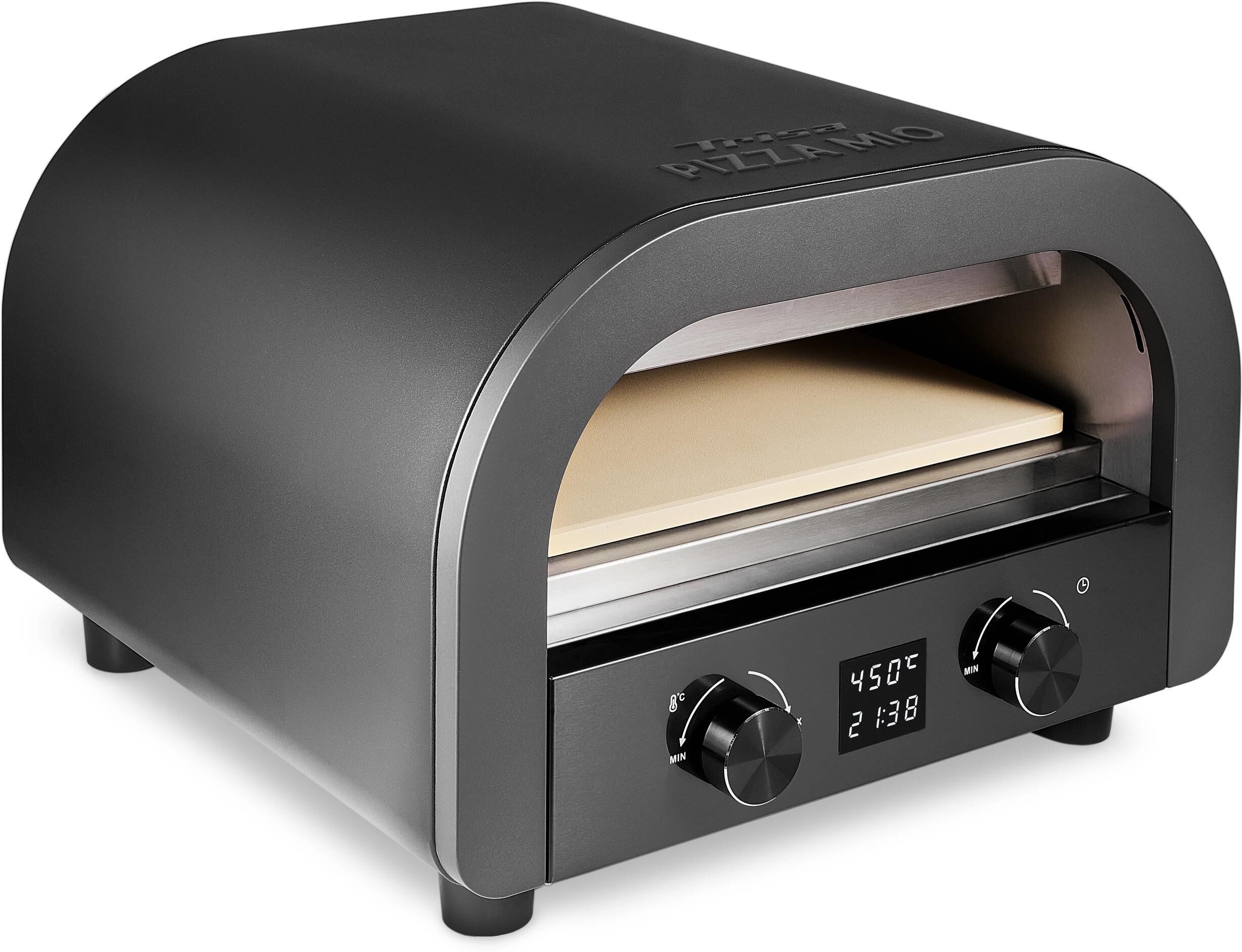 Pizzaofen TRISA "Pizza Mio+", grau (schwarz), B:45cm H:28cm T:42,5cm, Pizzaöfen, Pizzaofen schwarz Einheitsgröße