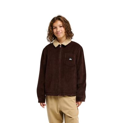 Outdoorjacke QUIKSILVER "Dna Sherpa Harrington", Kinder, Gr. 16, braun (java), Obermaterial: 100% Polyester., Jacken Outdoorjacke